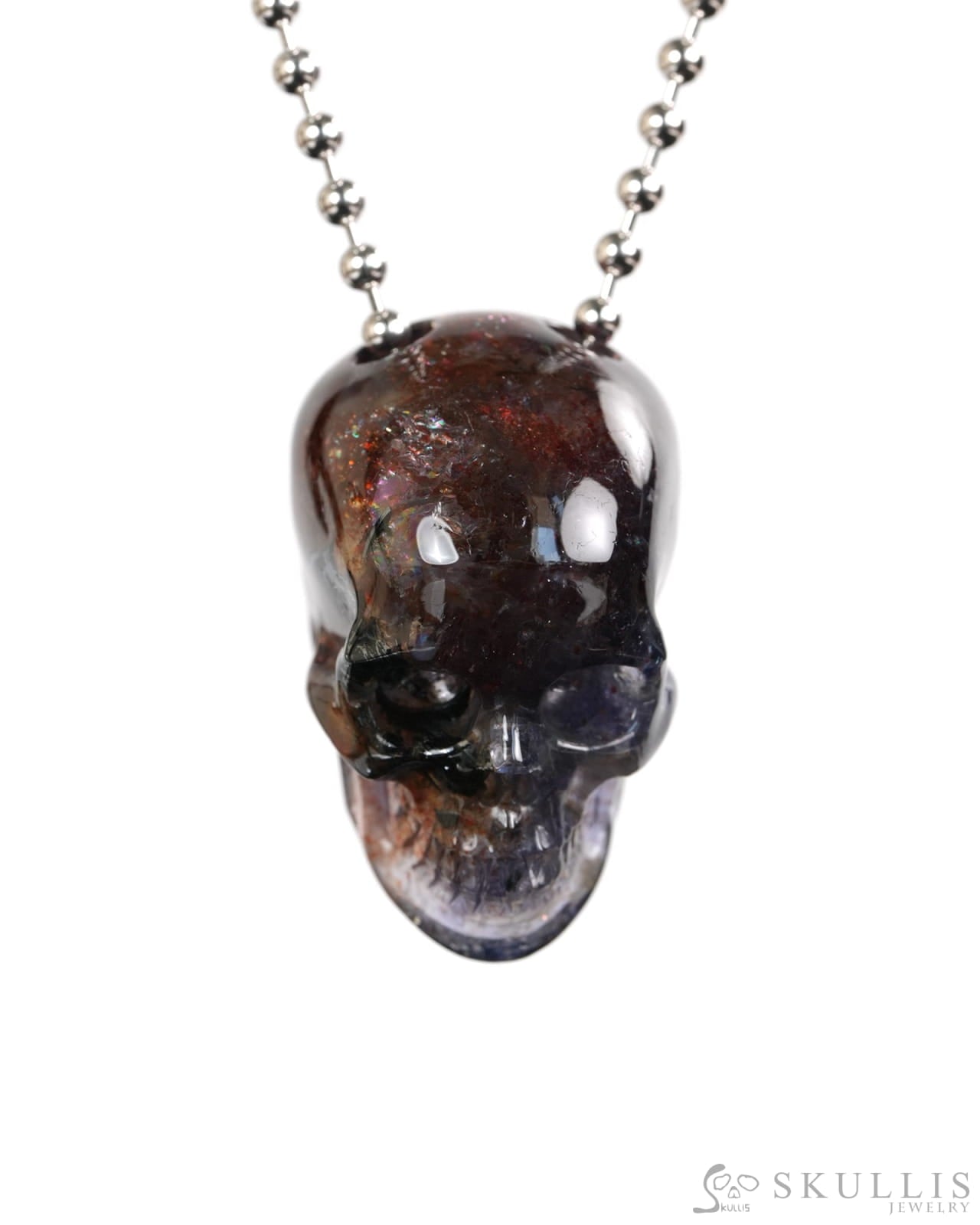 Hollow Essence - Gem Skull Pendant Necklace of Iolite Carved Hollow Skull - Y9900418 - Skull Pendants