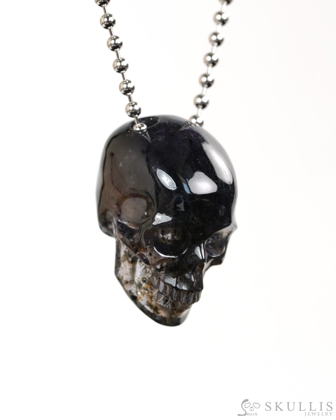 Hollow Essence - Gem Skull Pendant Necklace of Iolite Carved Hollow Skull - Y9900419 - Skull Pendants