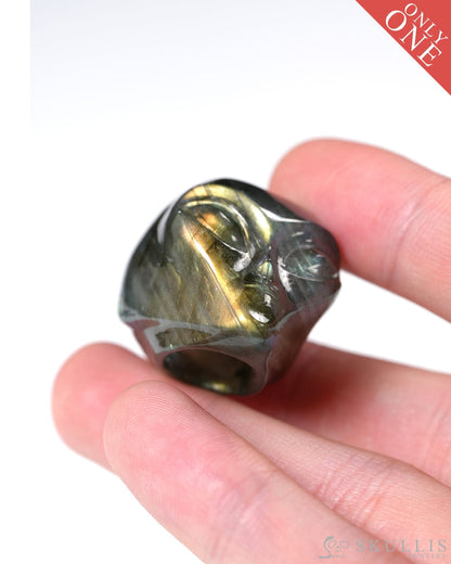 Hollow Essence - Gem Skull Pendant Necklace of Labradorite Carved Hollow Alien - Y9900355 - Skull Pendants