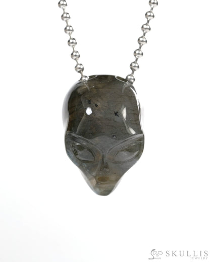 Hollow Essence - Gem Skull Pendant Necklace of Labradorite Carved Hollow Alien - Y9900355 - Skull Pendants