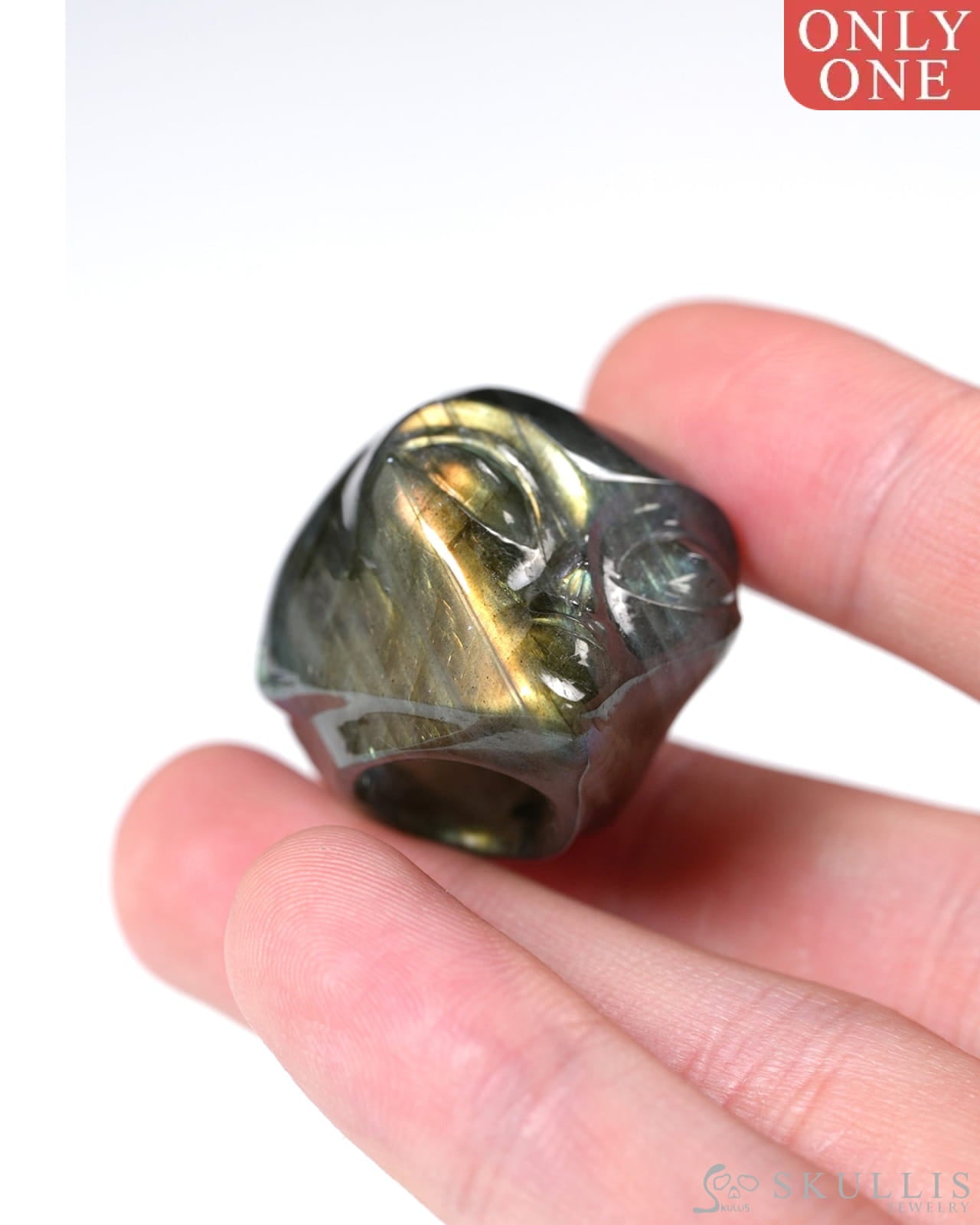 Hollow Essence - Gem Skull Pendant Necklace of Labradorite Carved Hollow Alien - Y9900355 - Skull Pendants
