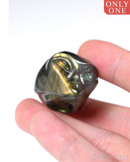 Hollow Essence - Gem Skull Pendant Necklace of Labradorite Carved Hollow Alien - Y9900355 - Skull Pendants