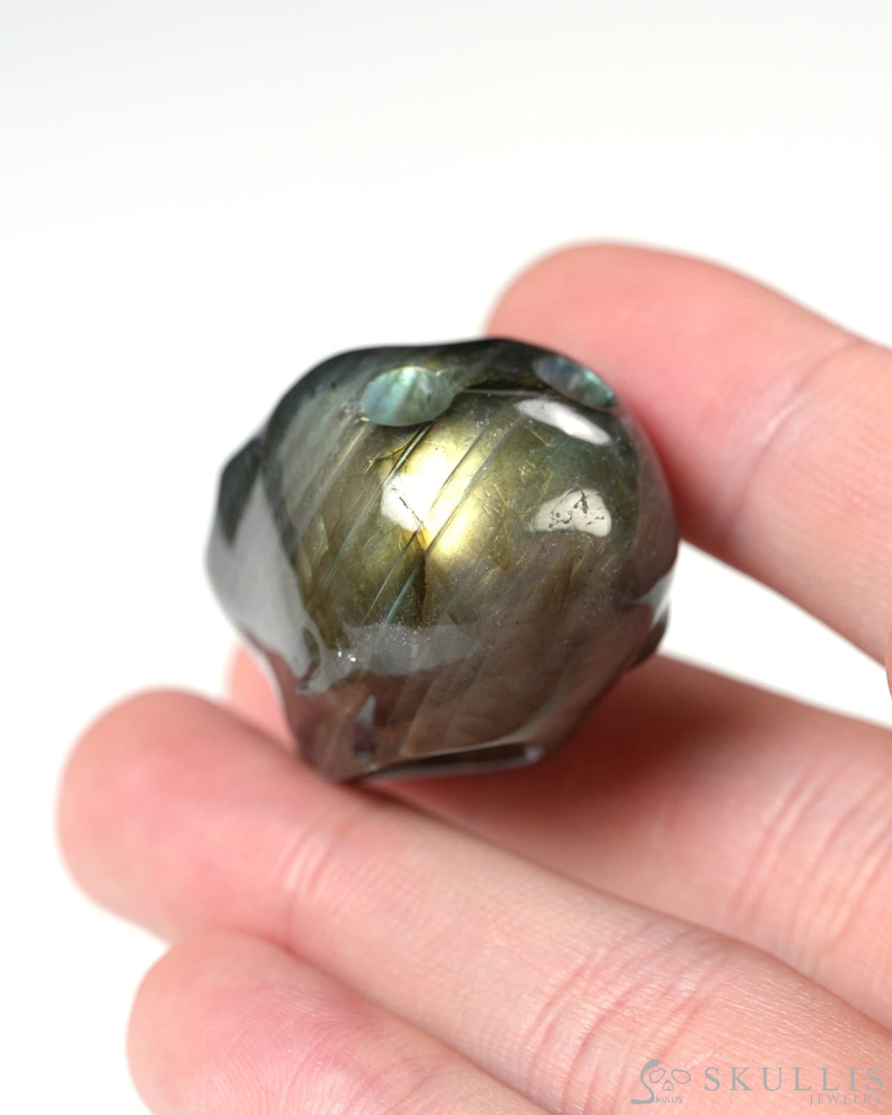 Hollow Essence - Gem Skull Pendant Necklace of Labradorite Carved Hollow Alien - Y9900355 - Skull Pendants