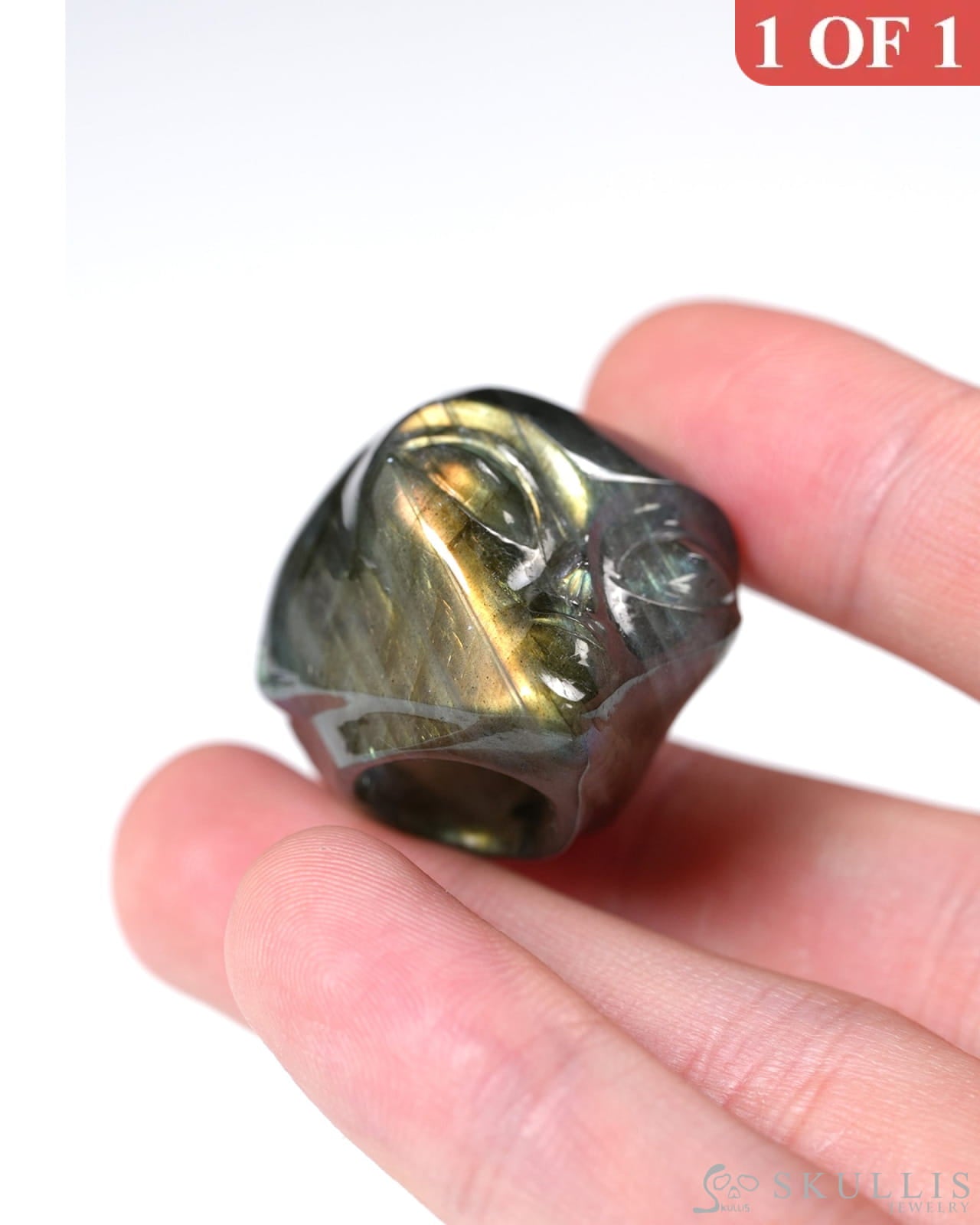 Hollow Essence - Gem Skull Pendant Necklace of Labradorite Carved Hollow Alien - Y9900355 - Skull Pendants