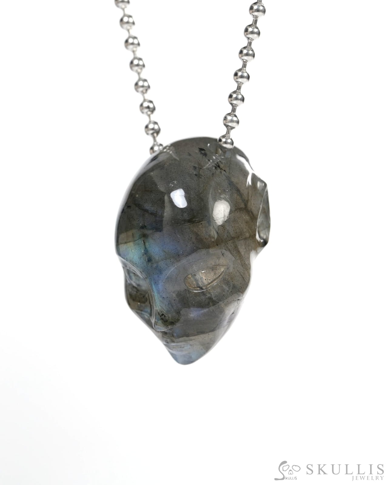 Hollow Essence - Gem Skull Pendant Necklace of Labradorite Carved Hollow Elf - Y9900354 - Skull Pendants