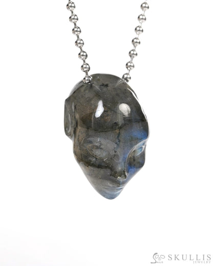 Hollow Essence - Gem Skull Pendant Necklace of Labradorite Carved Hollow Elf - Y9900354 - Skull Pendants