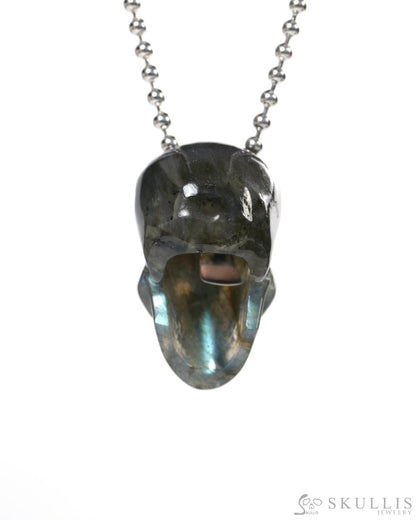 Hollow Essence - Gem Skull Pendant Necklace of Labradorite Carved Hollow Skull - Y9900345 - Skull Pendants