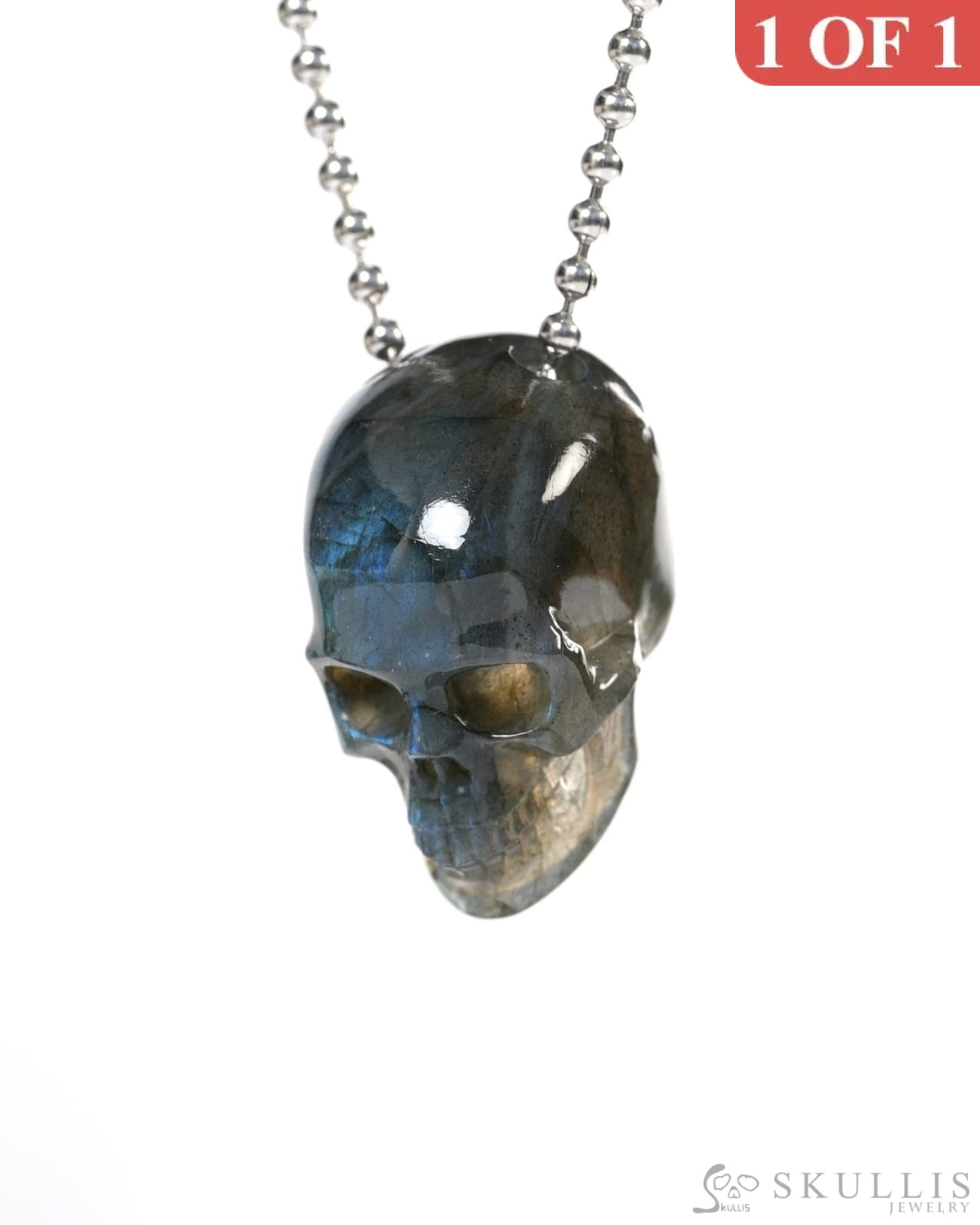 Hollow Essence - Gem Skull Pendant Necklace of Labradorite Carved Hollow Skull - Y9900345 - Skull Pendants