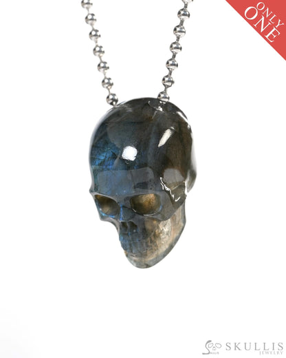 Hollow Essence - Gem Skull Pendant Necklace of Labradorite Carved Hollow Skull - Y9900345 - Skull Pendants