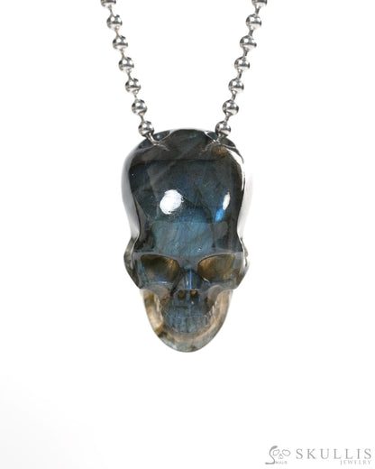 Hollow Essence - Gem Skull Pendant Necklace of Labradorite Carved Hollow Skull - Y9900345 - Skull Pendants