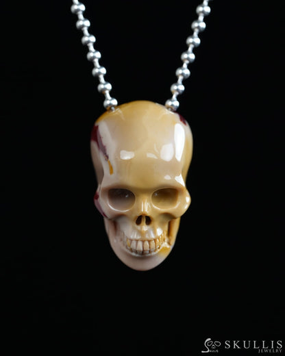 Hollow Essence - Gem Skull Pendant Necklace of Mookaite Jasper Carved Hollow Skull - Y9900322 - Skull Pendants