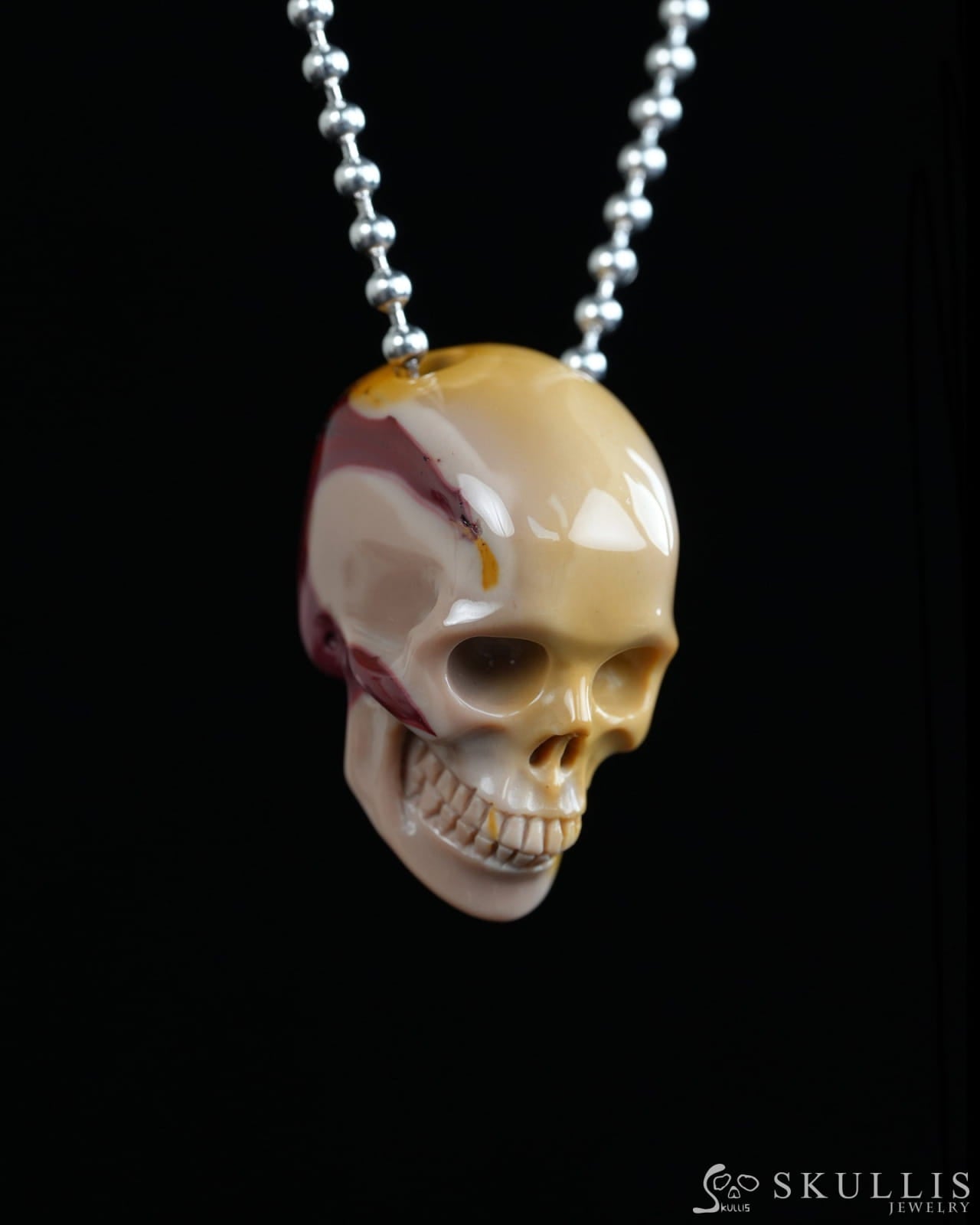 Hollow Essence - Gem Skull Pendant Necklace of Mookaite Jasper Carved Hollow Skull - Y9900322 - Skull Pendants