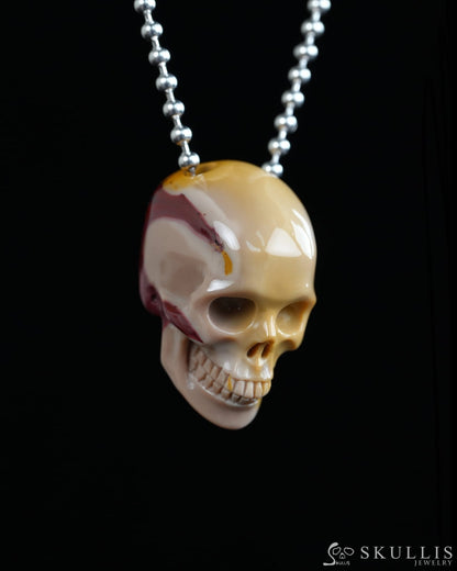 Hollow Essence - Gem Skull Pendant Necklace of Mookaite Jasper Carved Hollow Skull - Y9900322 - Skull Pendants