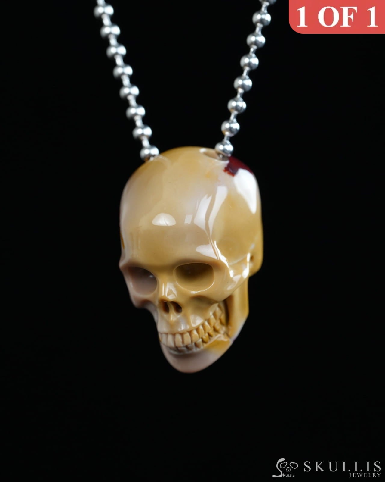 Hollow Essence - Gem Skull Pendant Necklace of Mookaite Jasper Carved Hollow Skull - Y9900322 - Skull Pendants