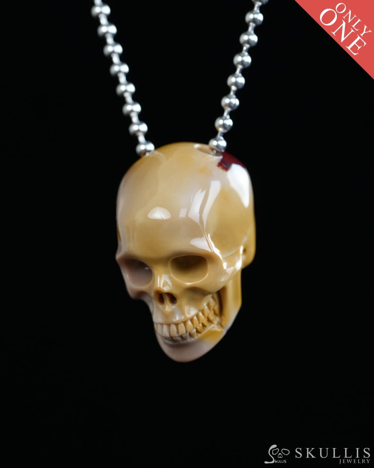 Hollow Essence - Gem Skull Pendant Necklace of Mookaite Jasper Carved Hollow Skull - Y9900322 - Skull Pendants