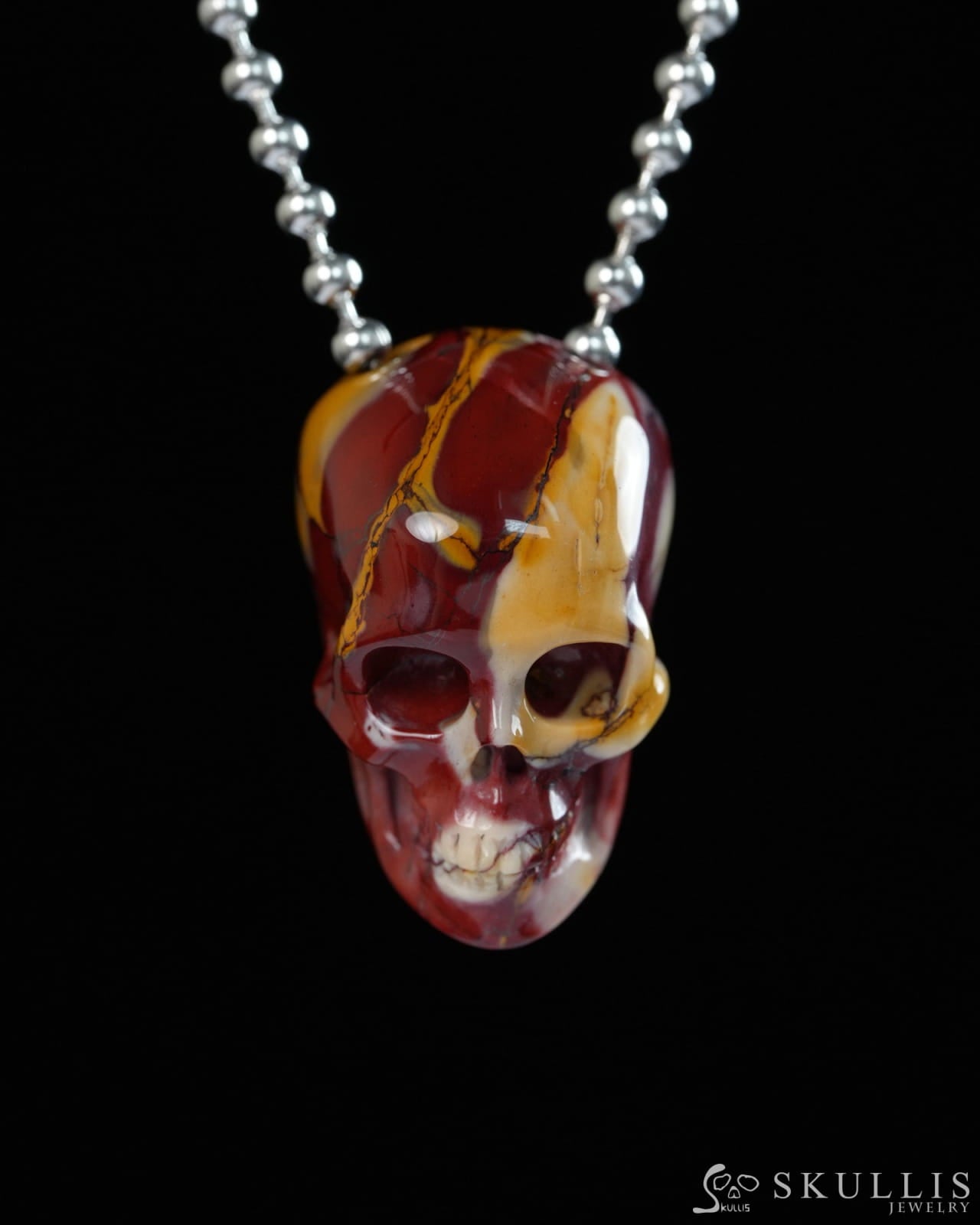 Hollow Essence - Gem Skull Pendant Necklace of Mookaite Jasper Carved Hollow Skull - Y9900323 - Skull Pendants