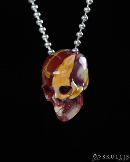 Hollow Essence - Gem Skull Pendant Necklace of Mookaite Jasper Carved Hollow Skull - Y9900323 - Skull Pendants