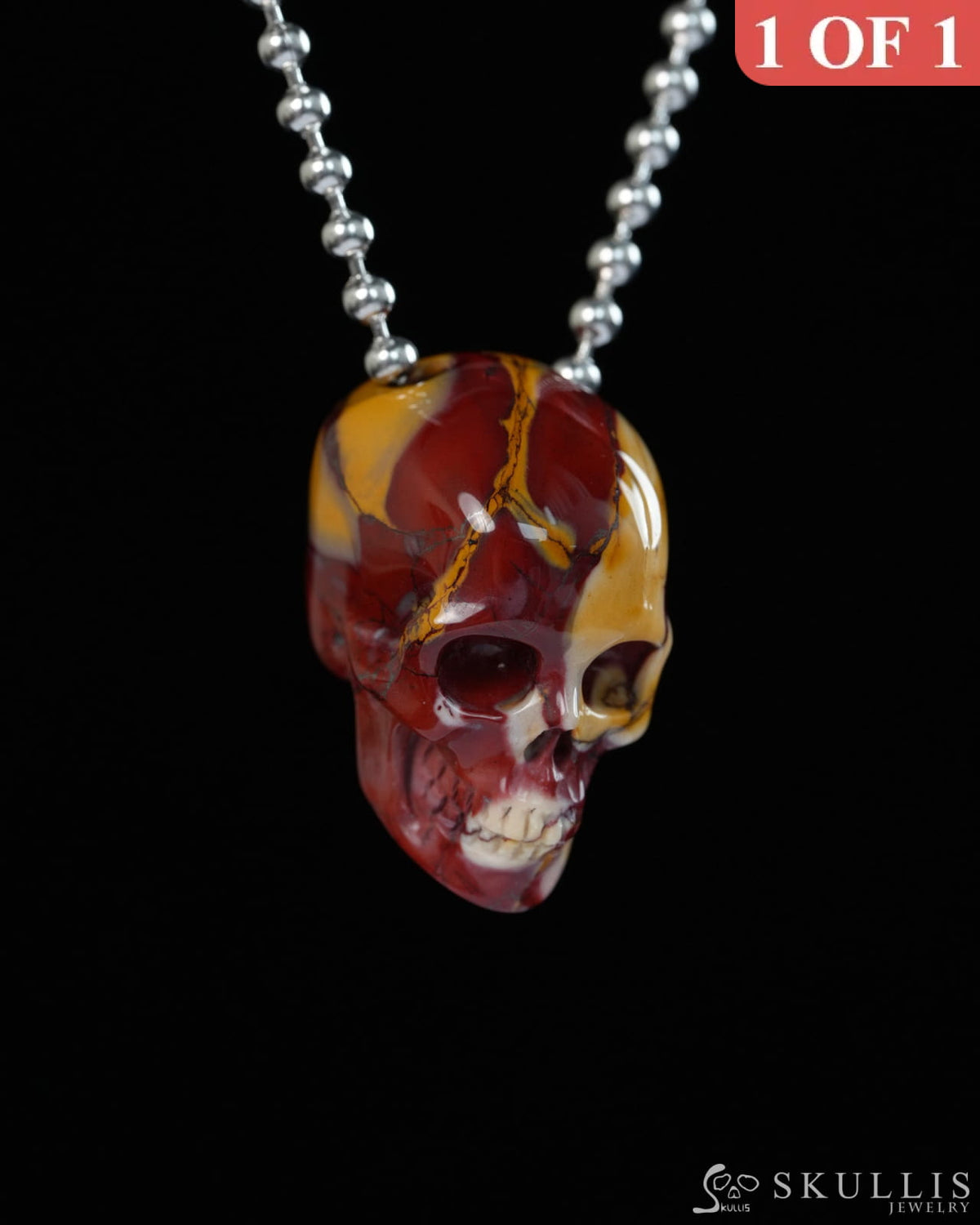Hollow Essence - Gem Skull Pendant Necklace of Mookaite Jasper Carved Hollow Skull - Y9900323 - Skull Pendants
