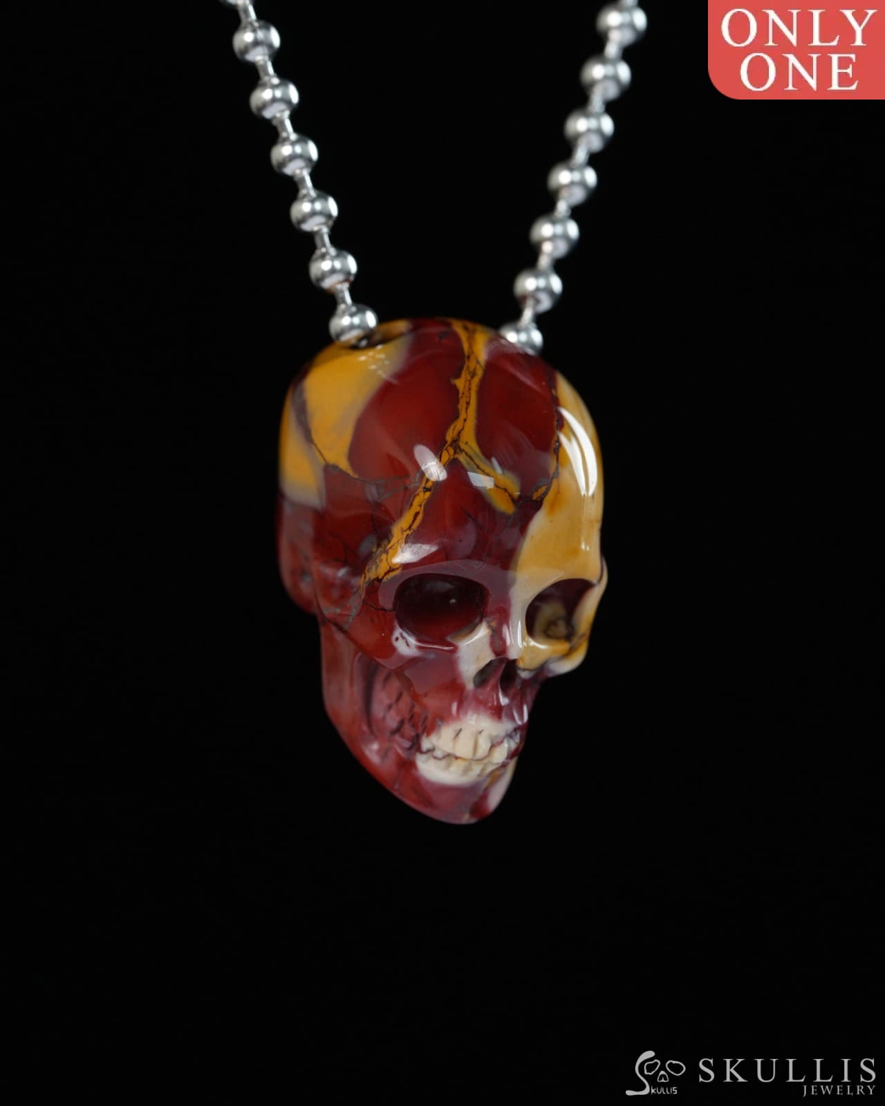 Hollow Essence - Gem Skull Pendant Necklace of Mookaite Jasper Carved Hollow Skull - Y9900323 - Skull Pendants