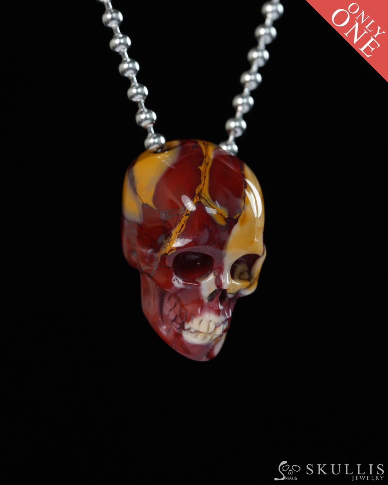 Hollow Essence - Gem Skull Pendant Necklace of Mookaite Jasper Carved Hollow Skull - Y9900323 - Skull Pendants