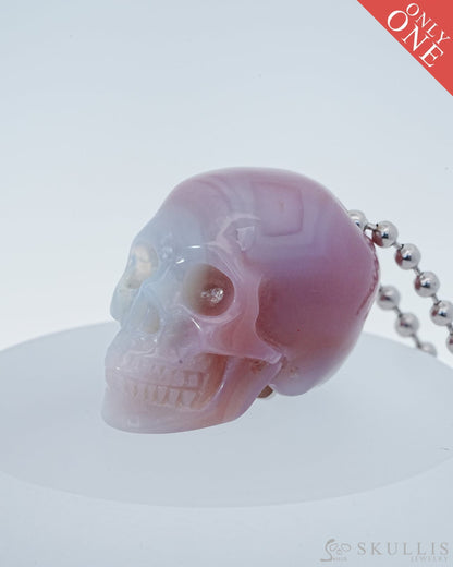 Gem Skull Pendant Necklace of Mozambique Agate Carved Hollow Skull with 925 Sterling Silver Chain - 9800146 Skull