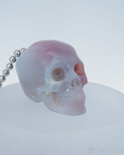 Gem Skull Pendant Necklace of Mozambique Agate Carved Hollow Skull with 925 Sterling Silver Chain - 9800146 Skull