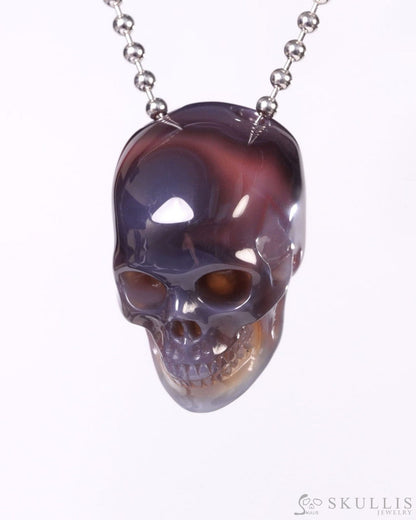 Hollow Essence - Gem Skull Pendant Necklace of Mozambique Agate Carved Hollow Skull - Y9500453 - Skull Pendants