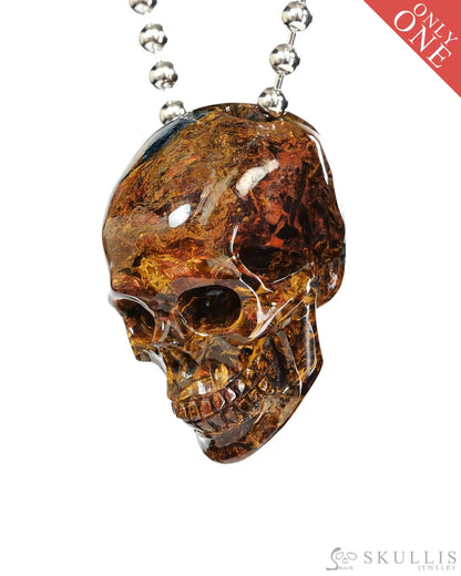 Hollow Essence - Gem Skull Pendant Necklace of Pietersite Carved Hollow Skull - ZR19500440 - Skull Pendants