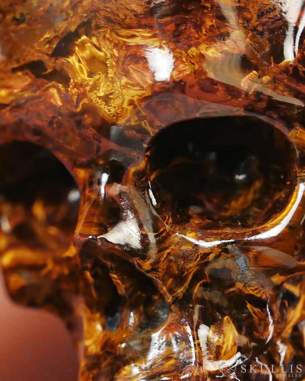 Hollow Essence - Gem Skull Pendant Necklace of Pietersite Carved Hollow Skull - ZR19500440 - Skull Pendants