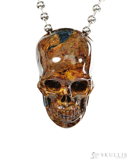Hollow Essence - Gem Skull Pendant Necklace of Pietersite Carved Hollow Skull - ZR19500440 - Skull Pendants