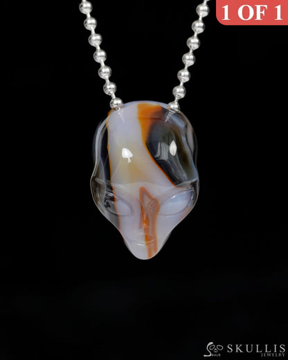 Hollow Essence - Gem Skull Pendant Necklace of Agate Carved Hollow Alien - 9900222 - Skull Pendants