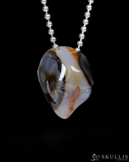 Hollow Essence - Gem Skull Pendant Necklace of Agate Carved Hollow Alien - 9900222 - Skull Pendants