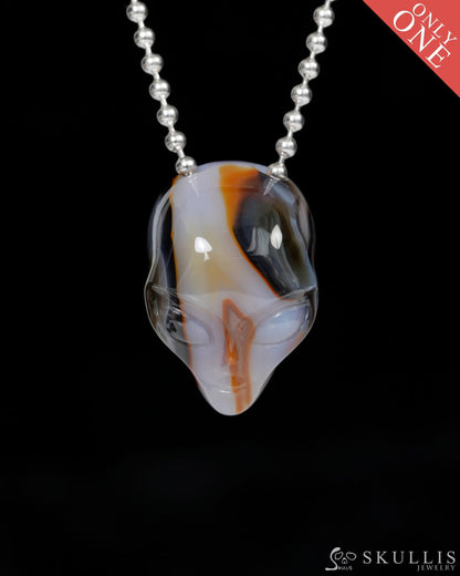 Hollow Essence - Gem Skull Pendant Necklace of Agate Carved Hollow Alien - 9900222 - Skull Pendants