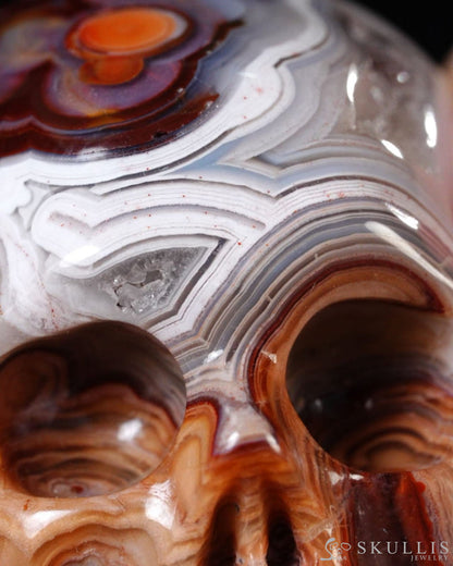 Hollow Essence - Gem Skull Pendant Necklace of Red Crazy Lace Agate Carved Hollow Skull - Y9500455 - Skull Pendants