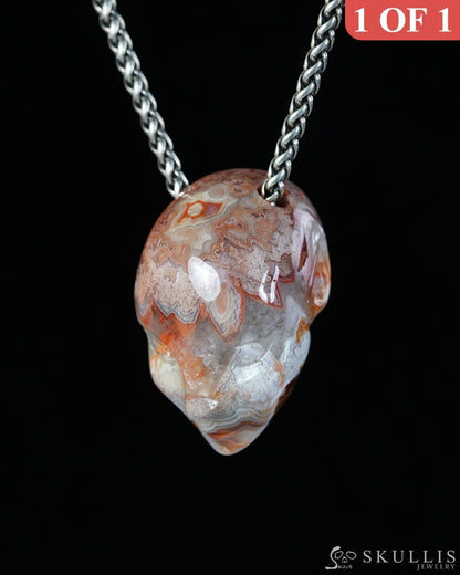 Hollow Essence - Gem Skull Pendant Necklace of Pietersite Hand Carved Hollow Elf - 9900596 - Skull Pendants