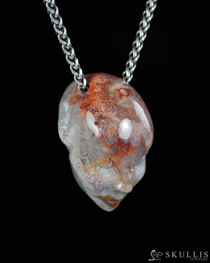 Hollow Essence - Gem Skull Pendant Necklace of Pietersite Hand Carved Hollow Elf - 9900596 - Skull Pendants