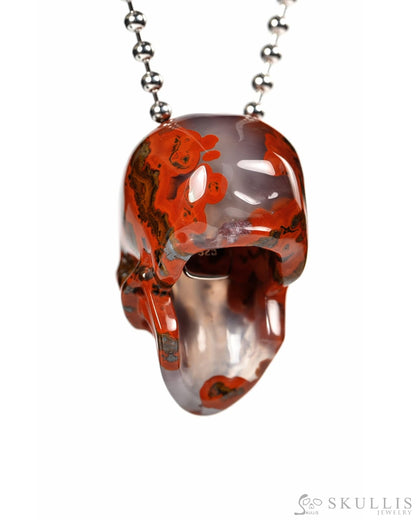 Hollow Essence - Gem Skull Pendant Necklace of Red Desert Agate Carved Hollow Skull - 9900447 - Skull Pendants
