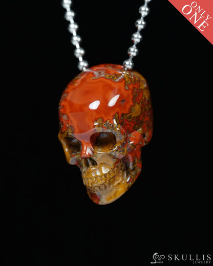 Hollow Essence - Gem Skull Pendant Necklace of Red Desert Agate Carved Hollow Skull - Y9900333 - Skull Pendants