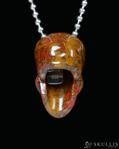 Hollow Essence - Gem Skull Pendant Necklace of Red Desert Agate Carved Hollow Skull - Y9900333 - Skull Pendants