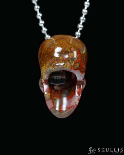 Hollow Essence - Gem Skull Pendant Necklace of Red Desert Agate Carved Hollow Skull - Y9900334 - Skull Pendants