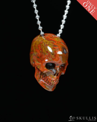 Hollow Essence - Gem Skull Pendant Necklace of Red Desert Agate Carved Hollow Skull - Y9900335 - Skull Pendants