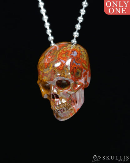 Hollow Essence - Gem Skull Pendant Necklace of Red Desert Agate Carved Hollow Skull - Y9900352 - Skull Pendants