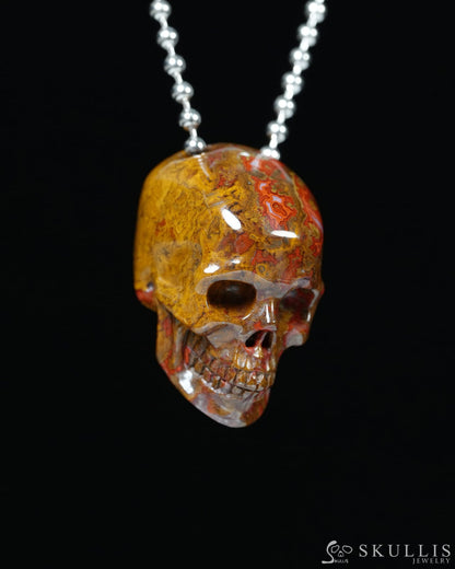 Hollow Essence - Gem Skull Pendant Necklace of Red Desert Agate Carved Hollow Skull - Y9900352 - Skull Pendants