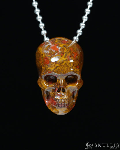 Hollow Essence - Gem Skull Pendant Necklace of Red Desert Agate Carved Hollow Skull - Y9900353 - Skull Pendants