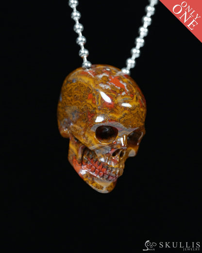 Hollow Essence - Gem Skull Pendant Necklace of Red Desert Agate Carved Hollow Skull - Y9900353 - Skull Pendants