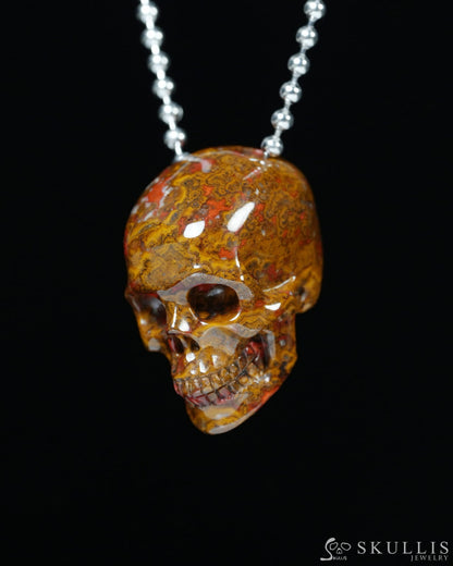 Hollow Essence - Gem Skull Pendant Necklace of Red Desert Agate Carved Hollow Skull - Y9900353 - Skull Pendants