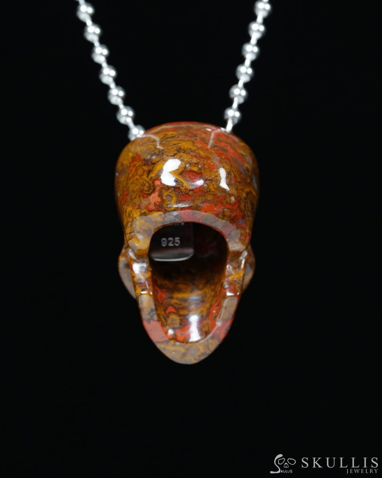 Hollow Essence - Gem Skull Pendant Necklace of Red Desert Agate Carved Hollow Skull - Y9900353 - Skull Pendants