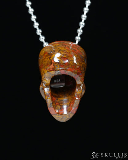 Hollow Essence - Gem Skull Pendant Necklace of Red Desert Agate Carved Hollow Skull - Y9900353 - Skull Pendants