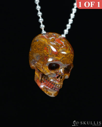 Hollow Essence - Gem Skull Pendant Necklace of Red Desert Agate Carved Hollow Skull - Y9900353 - Skull Pendants