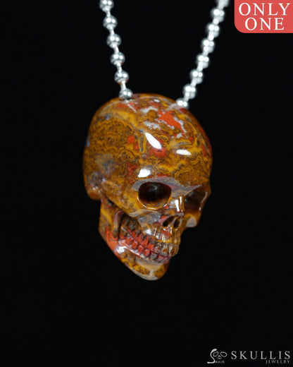 Hollow Essence - Gem Skull Pendant Necklace of Red Desert Agate Carved Hollow Skull - Y9900353 - Skull Pendants